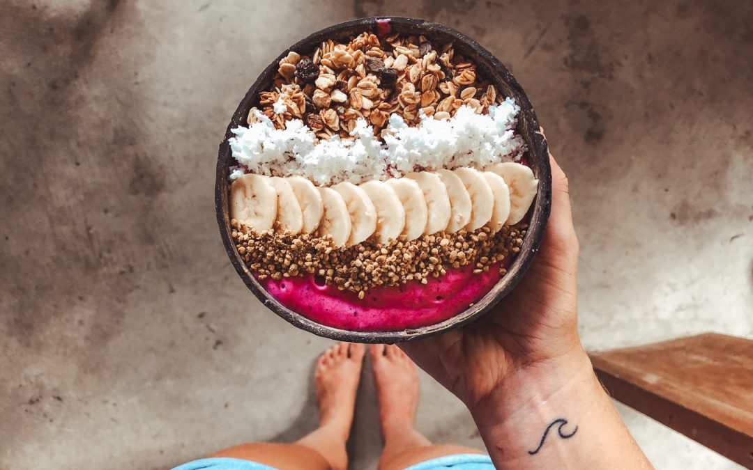 acai bowl with coconut toppings