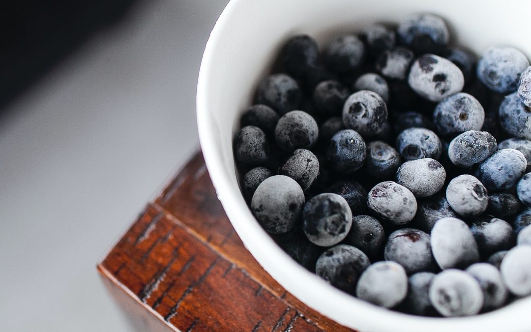 frozen blueberries in bowl